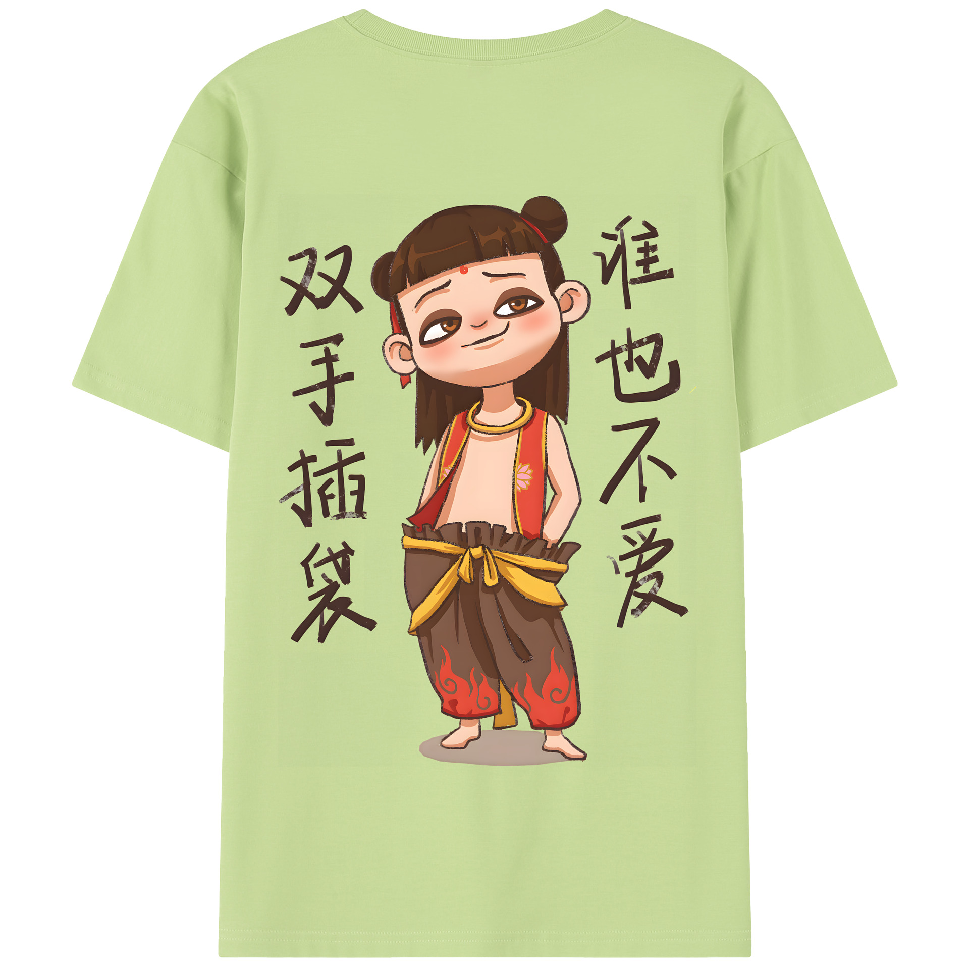（画像用） Ne Zha 2 ナタ 魔童の大暴れ 綿100％半袖Tシャツ（背面プリント）